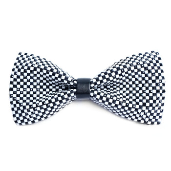 Men's Black & White Checkered Rhinestone Bow Tie - RBT1203