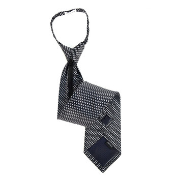 Men's Black Dots Zipper Tie - MPWZ-BLK1