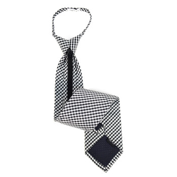 Men's Black Checkered Zipper Tie - MPWZ-BLK5