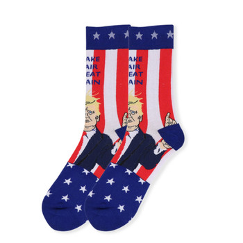Men's Donald Trump "MAKE HAIR GREAT AGAIN" American Flag Novelty Socks