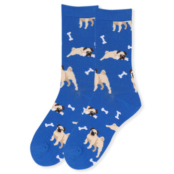 Women's Novelty Pug Dog Socks - LNVS19408-BL Women's Novelty Pug Dog Socks - LNVS19408-BL