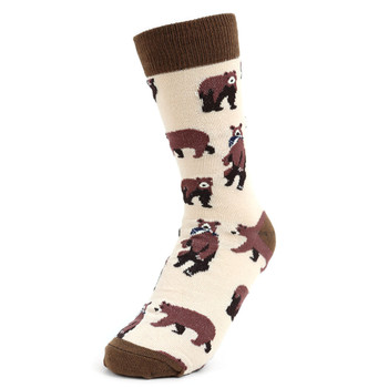 Women's Brown Bear Novelty Socks - LNVS19377-YW