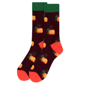 Men's Pumpkin Novelty Socks - NVS19536-PUR Men's Pumpkin Novelty Socks - NVS19536-PUR