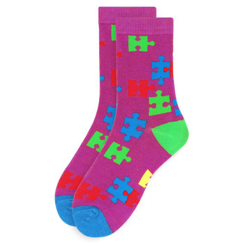 Women's Autism Awareness Novelty Socks - LNVS19531-PUR