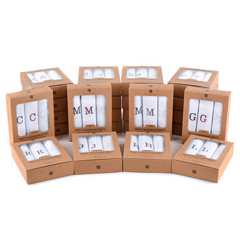 24pc Assorted Pack Men's Boxed Embroidered Initial Alphabet Cotton Handkerchiefs- Set IH24 (IH24