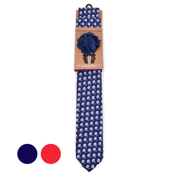 Men's Petite Flowers Cotton Skinny Tie w/ Hanky and Flower Lapel Pin - CTHL1708 Men's Petite Flowers Cotton Skinny Tie w/ Hanky and Flower Lapel Pin - CTHL1708