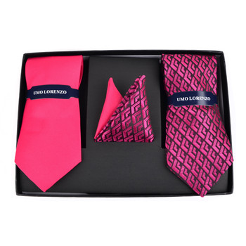 Striped & Geometric Ties with Matching Hankies Box Set - THX12-FA-2