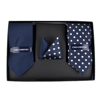 Dotted & Solid Tie with Matching Hanky Box Set - THX12-NBL-1