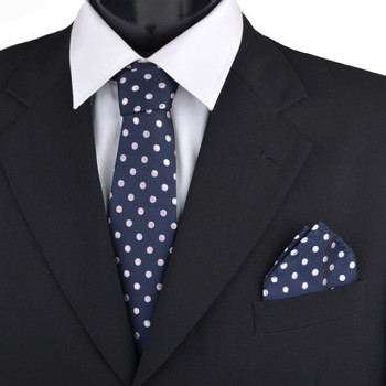 Dotted & Solid Tie with Matching Hanky Box Set - THX12-NBL-1