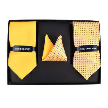 Geometric & Solid Tie with Matching Hanky Box Set - THX12-YW-3