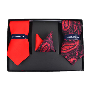Paisley & Solid Tie with Matching Hanky Box Set - THX12-RD-1