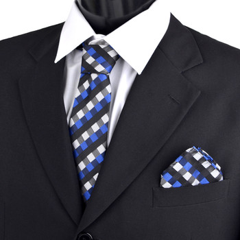 Geometric & Solid Tie with Matching Hanky Box Set - THX12-RBL-1