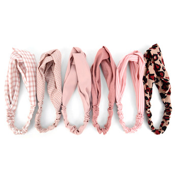 12pc Assorted Ladies Criss Cross Pink Headbands - 12SHB1001-PK