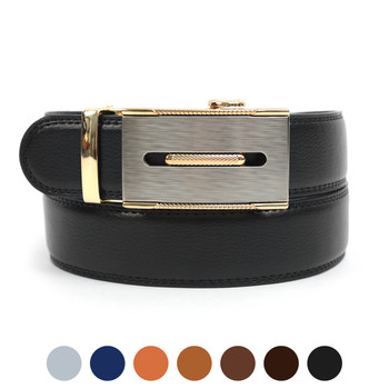 Men's Genuine Leather Sliding Buckle Ratchet Belt MGLBB13