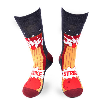 Men's Bowling STRIKE Novelty Socks - NVS19572-CHAR Men's Bowling STRIKE Novelty Socks - NVS19572-CHAR