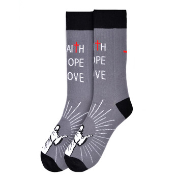 Men's Faith Hope Love Novelty Socks - NVS19574-GRY Men's Faith Hope Love Novelty Socks - NVS19574-GRY