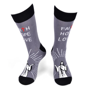 Men's Faith Hope Love Novelty Socks - NVS19574-GRY Men's Faith Hope Love Novelty Socks - NVS19574-GRY