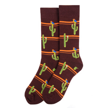 Men's Cactus Novelty Socks - NVS19583-BRN Men's Cactus Novelty Socks - NVS19583-BRN