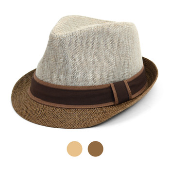 Spring/Summer Two-Tone Fashion Fedora with Brown Band FSS17105 Spring/Summer Two-Tone Fashion Fedora with Brown Band FSS17105