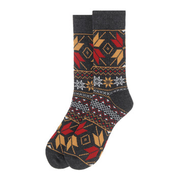 Men's Vintage Winter Pattern Novelty Socks - NVS19568-CHAR Men's Vintage Winter Pattern Novelty Socks - NVS19568-CHAR
