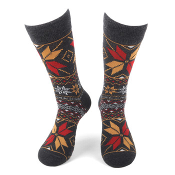 Men's Vintage Winter Pattern Novelty Socks - NVS19568-CHAR Men's Vintage Winter Pattern Novelty Socks - NVS19568-CHAR