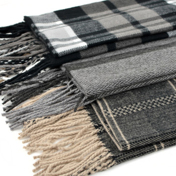 Unisex Plaid Cashmere Feels Acrylic Scarves AS2400-4