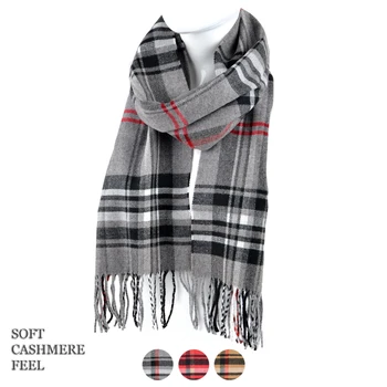 Unisex Plaid Cashmere Feels Acrylic Scarves AS2400-5