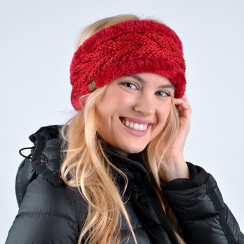 Women's Thick Fleece Lined Knit Winter Head Band - WHB5007 Women's Thick Fleece Lined Knit Winter Head Band - WHB5007