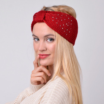 Women's Rhinestone Knotted Knit Winter Headband Ear Warmer - WHB5009 Women's Rhinestone Knotted Knit Winter Headband Ear Warmer - WHB5009