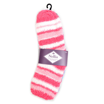 Assorted (3 Pairs) Women's Striped Warm Fuzzy Socks - 3PR-LFS1