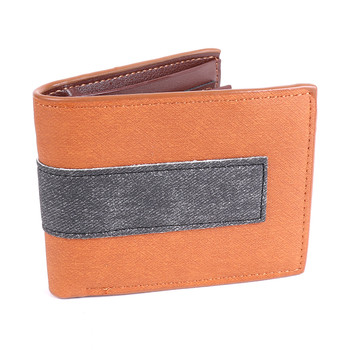 Men's Bi-fold Brown and Black Stripe Cognac Wallet - MLW5216