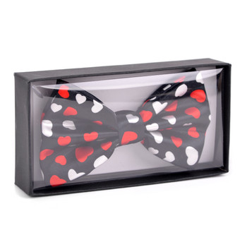 Men's Red/White Heart Black Banded Bow Tie Men's Red/White Heart Black Banded Bow Tie