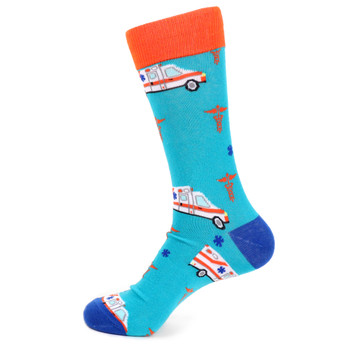 Men's Ambulance Novelty Socks - NVS19527-TQ Men's Ambulance Novelty Socks - NVS19527-TQ