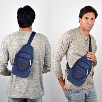 Navy Crossbody Canvas Sling Bag Backpack with Adjustable Strap - FBG1820-NV