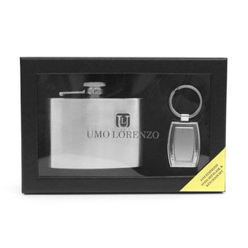 Boxed Silver Tone Flask & Keychain Set FK1000 Boxed Silver Tone Flask & Keychain Set FK1000
