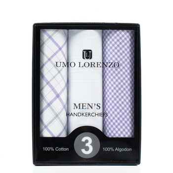 Men's Boxed Fancy Cotton Handkerchiefs 3pcs Set-MFB1743 Men's Boxed Fancy Cotton Handkerchiefs 3pcs Set-MFB1743