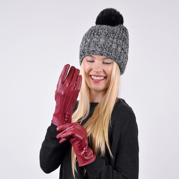Women's PU Leather Winter Touch Screen Gloves - LWG36