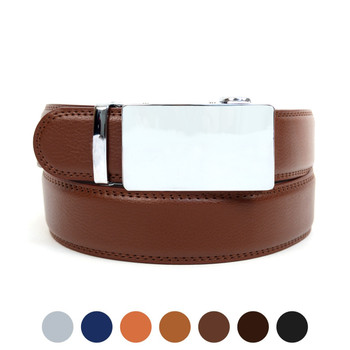 Men's Genuine Leather Polished Chrome Buckle Ratchet Belt - MGLBB50X-Chrome