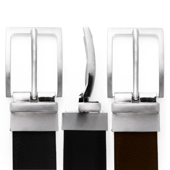 Reversible Genuine Leather Belt with Rotated Buckle - RVMGLB-1