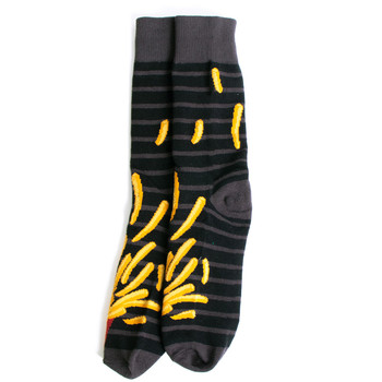 Men's Flying French Fries Novelty Socks- NVS19628-BK Men's Flying French Fries Novelty Socks- NVS19628-BK