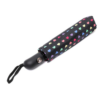 Compact Rainbow heart auto open umbrella-UM3208-BK