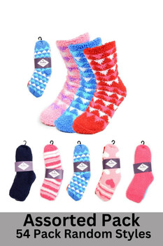 54 Pack Assorted Women's Warm Fuzzy Socks - 3PR-ASST 54 Pack Assorted Women's Warm Fuzzy Socks - 3PR-ASST