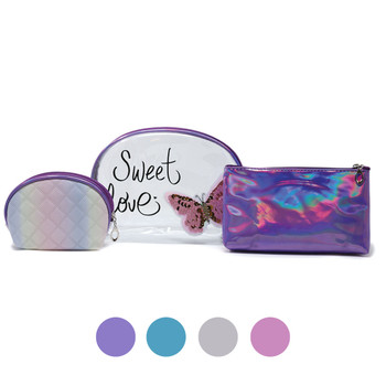 3 Pc Butterfly Cosmetic Bag Set -LNCTB1779