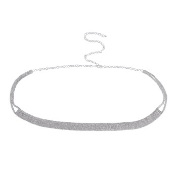 Women's Silver Rhinestone Crystal Formal Dress Chain Belt -BL00052CR-S