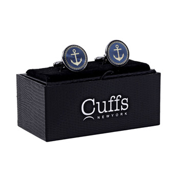 Silver Round Anchor Cufflinks-CL1812 Silver Round Anchor Cufflinks-CL1812