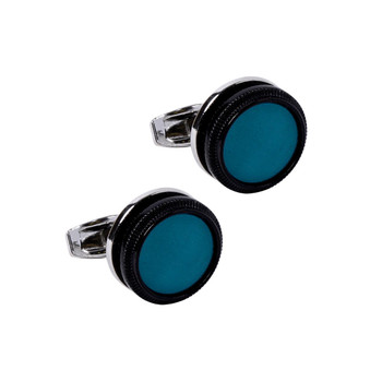 Silver Turquoise Stone Round Cufflinks-CL1817 Silver Turquoise Stone Round Cufflinks-CL1817