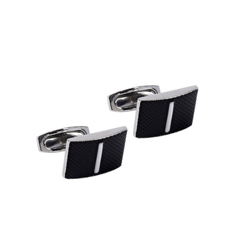 Black and Silver Square Cufflinks-CL1838 Black and Silver Square Cufflinks-CL1838