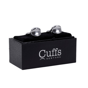 Silver Round Bent Cufflinks-CL1833 Silver Round Bent Cufflinks-CL1833