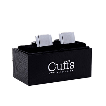 Silver Rectangle Edged Cufflinks-CL1834 Silver Rectangle Edged Cufflinks-CL1834