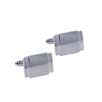 Silver Rectangle Edged Cufflinks-CL1834 Silver Rectangle Edged Cufflinks-CL1834